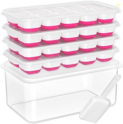 DOQAUS Ice Cube Tray with Lid and Bin - 4 Pack 
