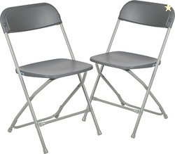 Flash Furniture Hercules Series Plastic Folding Chair - Grey - 2 Pack
