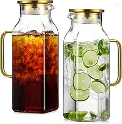 2 Pack 2 Liters/68 oz Square Glass Pitcher