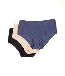 Calvin Klein Women's Invisibles Seamless Hipster Panties, 3 Pack, Spea