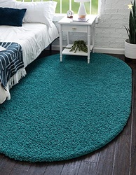 Unique Loom Solid Shag Collection Area Rug (3' 3" x 5' 3" Oval, Deep A