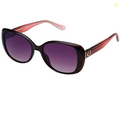 GUESS Womens Square Sunglasses, Dark Havana Frame with Brown Gradient 