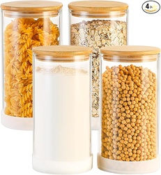 Round Glass Storage Containers with Lids  4 Pack