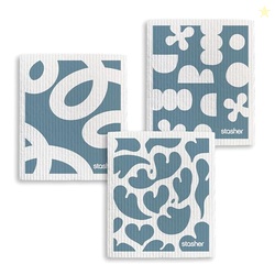 Stasher Swedish Dishcloths for Kitchen, 3-Pack Reusable Dish Cloths, S