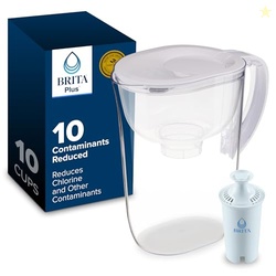 Brita 10 Cup Water Filter Pitcher, Reduces Chlorine, Mercury, Cadmium,