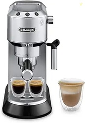 DeLonghi Dedica Espresso Machine with Manual Milk Frother, 15-Bar Pump
