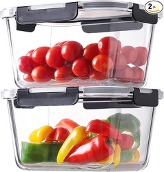 HOMBERKING 4 Pieces  Large Glass Storage Containers 