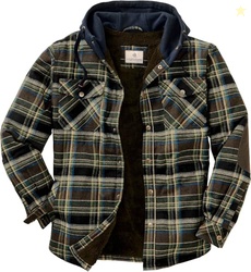 Legendary Whitetails Mens Hooded Shirt Jacket Plaid Flannel Berber Lin