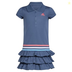 Adidas Girls' Short Sleeve Active Polo Ruffle Dress, Navy Multi Stripe