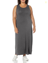 Amazon Essentials Women's Tank Maxi Dress, Charcoal Heather, Large