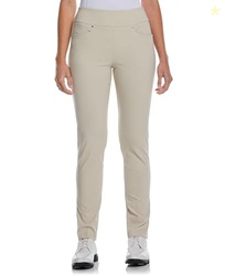 PGA TOUR Women's Tummy Control Pull-on Waistband Golf Pants, Sand, Med