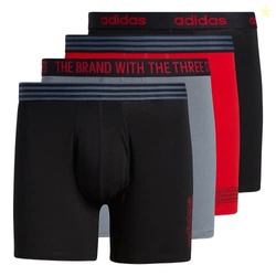 adidas Men's Core Stretch Cotton Boxer Brief Underwear (4-Pack), Black