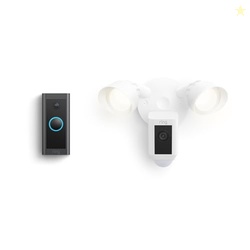 Ring Video Doorbell Wired with Ring Floodlight Cam Wired Plus