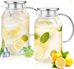 2Pack 68 oz Glass Pitcher With Lid