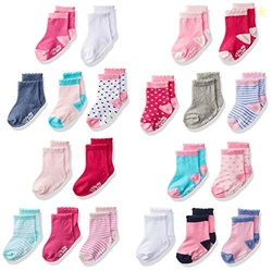 Little Me 20-Pair Newborn Baby Infant & Toddler Girls Socks, 0-12/12-2