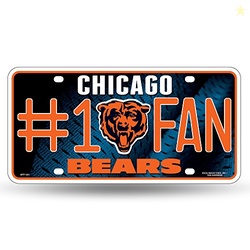 Rico Industries NFL Chicago Bears #1 Fan Metal License Plate Tag