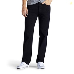 Lee Men's Relaxed Fit Straight Leg Jean, Double Black, 33W x 30L