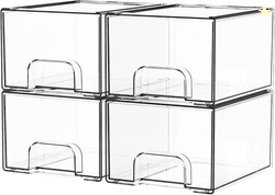 4 Pack Clear Stackable Storage Drawers
