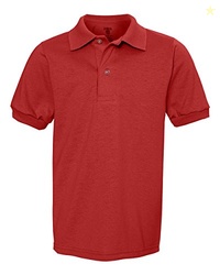 Jerzees Boys' SpotShield Short Sleeve Uniform Polo (2-Pack), True red,