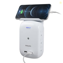 Philips 6-Outlet Tap with Device Shelf, 450J, Space Saving Design with