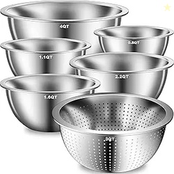 Heavy-Duty Stainless Steel Mixing Bowls Set of 5