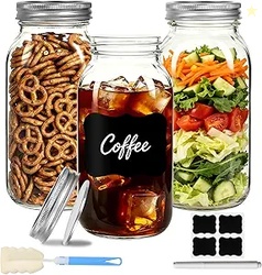 Wide Mouth Mason Jars with lids and Bands, 3 Pack 