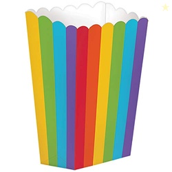 Vibrant Small Popcorn Boxes, Rainbow - 5.25" x 3.75" (Pack of 5) - Uni