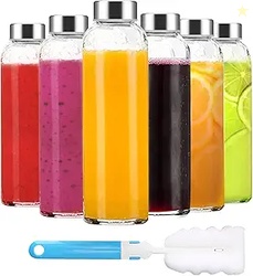 Luxfuel Clear Glass Bottles with Lids, Set of 6