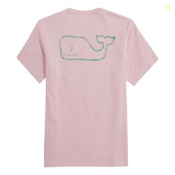 vineyard vines Men's Vintage Whale Short-Sleeve Pocket Tee, Flamingo, 