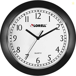 Lorell Wall Clock with Arabic Numerals, 9-Inch, White Dial/Black Frame
