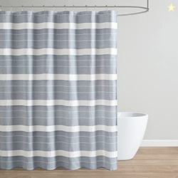 Martha Stewart Adrien Farmhouse Shower Curtain, Neutral Color Striped 