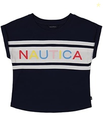 Nautica Girls' Short Sleeve Graphic Logo T-Shirt, Everyday Casual Wear