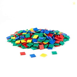 hand2mind Plastic Square Color Tiles, Plastic Bingo Chips, Math Bingo 