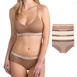 Skechers 4 Pack Womens Panty, Solid Seamless Logo, Beaver Fur/Moonligh