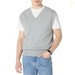 Amazon Essentials Men's Relaxed-Fit V-Neck Sweater Vest, Medium Grey H