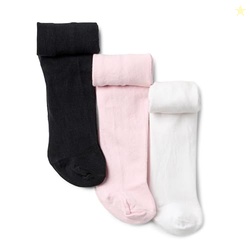 Amazon Essentials Baby Girls' Tights, 3 Pairs, Black/White/Pink, 12-24