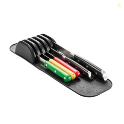 madesmart Knife Mat, Compact Soft-Grip Slot Organizer for 5 Knives, No