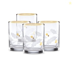 Lenox 886861 Holiday Gold 4-Piece Double Old Fashioned Set, Christmas 