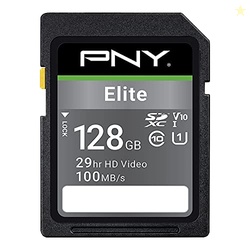 PNY 128GB Elite Class 10 U1 V10 SDXC Flash Memory Card - 100MB/s, Clas