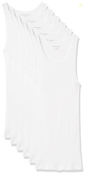 Amazon Essentials Men's 6-Pack Tank Undershirts, White, Large