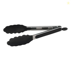 Winco 9" Heavy-Duty Stainless Steel Utility Tongs Silicone Grips and L