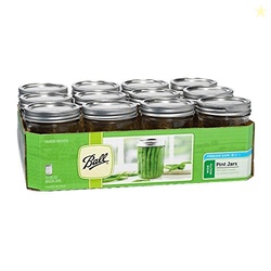 Ball Wide Mouth Pint 16-Ounce Glass Mason Jar with Lids and Bands, 12-