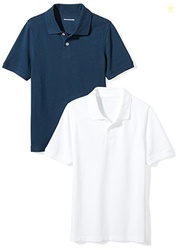 Amazon Essentials Boys' Uniform Short-Sleeve Pique Polo Shirts, 2-Pack