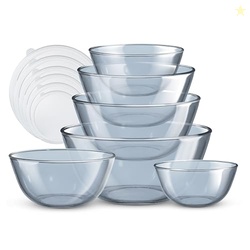COOK WITH COLOR 12 Pc Glass Mixing Bowl Set with Lids  Borosilicate Gl