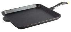 Lodge Seasoned Cast Iron Square Griddle - 11 Inches - Durable Pan - Ca