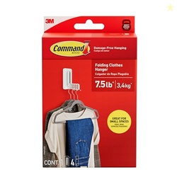 Command Folding Clothes Hanger, Holds up to 5 Hangers 7.5 lb, 1.5lbs p