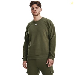 Under Armour Men's Rival Fleece Crew, (390) Marine OD Green / / White,
