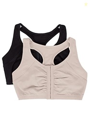 Fruit of the Loom Women's Front Close Racerback (Pack of 2) Bra, Sand/