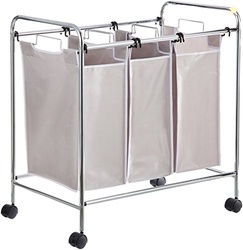 Amazon Basics 3-Bag Laundry Sorter with Removable Bags, Metal Frame, W