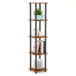 FURINNO Turn-N-Tube 5-Tier Corner Square Rack Display Shelf, Round, Li